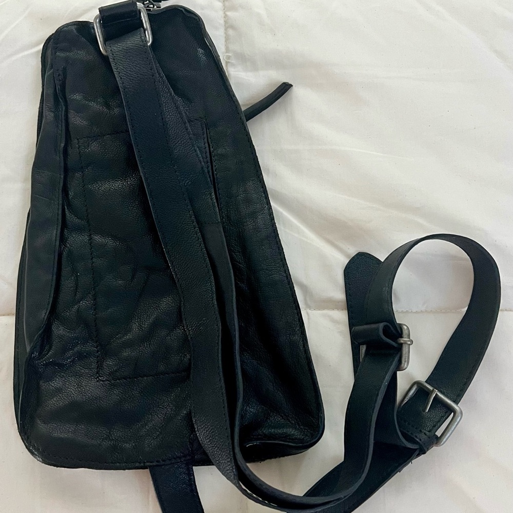 Black Leather Free People Sling Bag